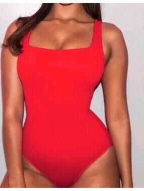 TA3 Women’s  Squarey ® Red One Piece Swimsuit Tie Back Corset Sz 2X Reg/Long NWT